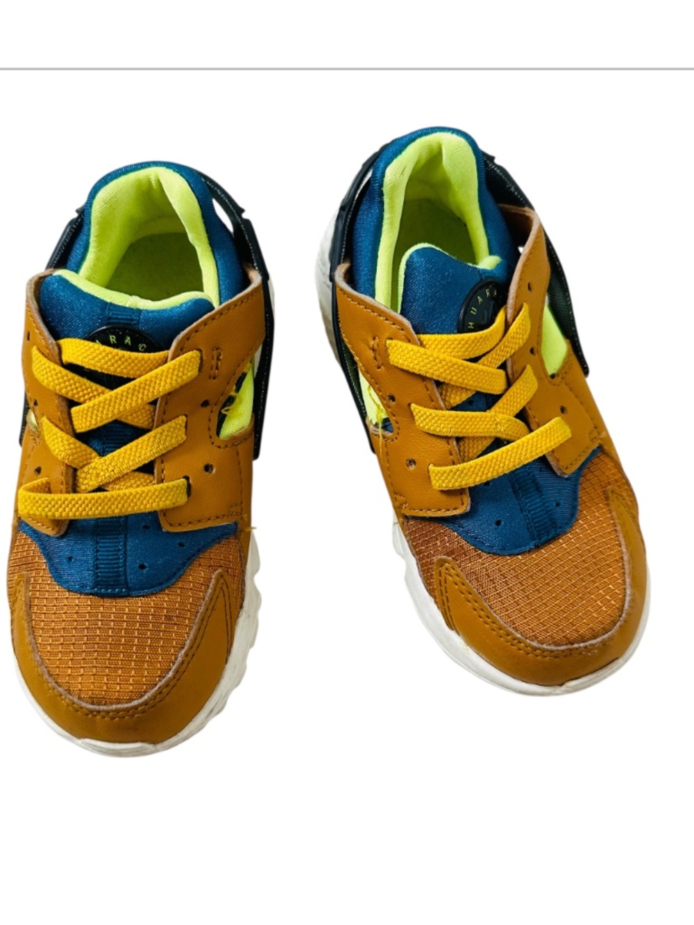 Nike Huarache Run Size 9C Mustard and Blue